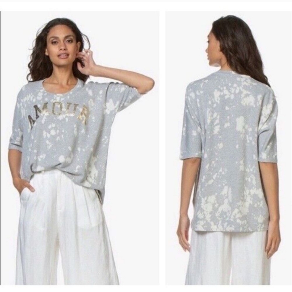 ZADIG & VOLTAIRE PORTLAND TIE DYE AMOUR GRAPHIC SHORT SLEEVE SWEATSHIRT …